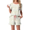 image:imagePrinStory Womens Pajama Sets Cute Pjs Short Sleeve Top Ruffle ShortsFpwh Colorful Flower