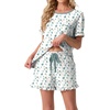 image:imagePrinStory Womens Pajama Sets Cute Pjs Short Sleeve Top Ruffle ShortsFpwhite Color Block