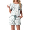 image:imagePrinStory Womens Pajama Sets Cute Pjs Short Sleeve Top Ruffle ShortsFpwhite Color Block