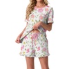 image:imagePrinStory Womens Pajama Sets Cute Pjs Short Sleeve Top Ruffle ShortsFpwhite Morning Glory
