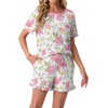 image:imagePrinStory Womens Pajama Sets Cute Pjs Short Sleeve Top Ruffle ShortsFpwhite Morning Glory
