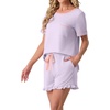 image:imagePrinStory Womens Pajama Sets Cute Pjs Short Sleeve Top Ruffle ShortsLight Purple