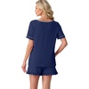 image:imagePrinStory Womens Pajama Sets Cute Pjs Short Sleeve Top Ruffle ShortsNavy Blue