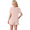 image:imagePrinStory Womens Pajama Sets Cute Pjs Short Sleeve Top Ruffle ShortsTender Pink