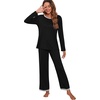 image:imagePrinStory Womens Pajama Sets Long Pjs Soft Lounge Sets XS4XLBlack