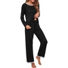image:imagePrinStory Womens Pajama Sets Long Pjs Soft Lounge Sets XS4XLBlack