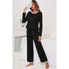 image:imagePrinStory Womens Pajama Sets Long Pjs Soft Lounge Sets XS4XLBlack