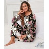 image:imagePrinStory Womens Pajama Sets Long Pjs Soft Lounge Sets XS4XLFpbig Leaf Pink