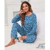 image:imagePrinStory Womens Pajama Sets Long Pjs Soft Lounge Sets XS4XLFpblue Flower