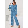 image:imagePrinStory Womens Pajama Sets Long Pjs Soft Lounge Sets XS4XLFpblue Flower