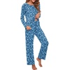 image:imagePrinStory Womens Pajama Sets Long Pjs Soft Lounge Sets XS4XLFpblue Flower