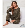 image:imagePrinStory Womens Pajama Sets Long Pjs Soft Lounge Sets XS4XLFpleopard Khaki