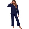 image:imagePrinStory Womens Pajama Sets Long Pjs Soft Lounge Sets XS4XLNavy Blue