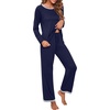 image:imagePrinStory Womens Pajama Sets Long Pjs Soft Lounge Sets XS4XLNavy Blue
