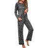 image:imagePrinStory Womens Pajama Sets Long Pjs Soft Lounge Sets XS4XLSpot Black