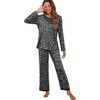 image:imagePrinStory Womens Pajama Sets Long Pjs Soft Lounge Sets XS4XLSpot Black