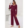 image:imagePrinStory Womens Pajama Sets Long Pjs Soft Lounge Sets XS4XLWine Red
