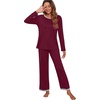 image:imagePrinStory Womens Pajama Sets Long Pjs Soft Lounge Sets XS4XLWine Red