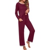 image:imagePrinStory Womens Pajama Sets Long Pjs Soft Lounge Sets XS4XLWine Red