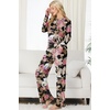 image:imagePrinStory Womens Ribbed Pajama Sets Winter Pjs 2 Piece Lounge SetFpbig Leaf Pink