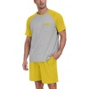image:imageCouples Pajamas Set Short Sleeve Raglan Shirts and Shorts Lounge Sleepwear52mustard