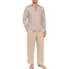 image:imagePrinStory Mens Pajamas Set Long Sleeve Henley Pjs S3XLLight Khaki Stripe