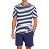 image:imagePrinStory Mens Pajamas Set Short Sleeve Soft Pjs M3XLDark Blue Stripe