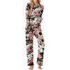 image:imagePrinStory Womens Ribbed Pajama Sets Winter Pjs 2 Piece Lounge SetFpbig Leaf Pink