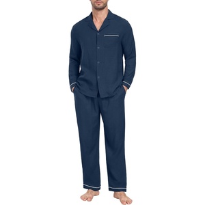 image:imagePrinStory Mens Pajamas Set Long Sleeve Button Down Sleepwear Pjs S2XL0navy Blue