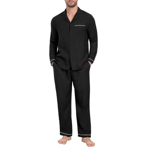 image:imagePrinStory Mens Pajamas Set Long Sleeve Button Down Sleepwear Pjs S2XL1black