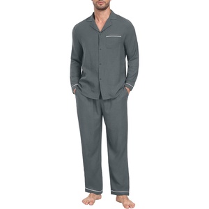 image:imagePrinStory Mens Pajamas Set Long Sleeve Button Down Sleepwear Pjs S2XL1dark Gray