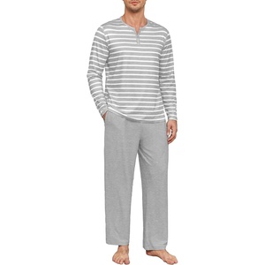 image:imagePrinStory Mens Pajamas Set Long Sleeve Henley Pjs S3XLGray Stripe