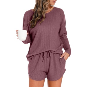 image:imagePrinStory Pajamas Set for Women Waffle Knit Lounge Sets S4XLBrick Red