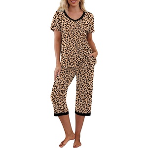 image:imagePrinStory Womens Pajama Sets Capri Pjs Soft Lounge Sets S4XLFpapricot Ld Print
