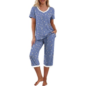 image:imagePrinStory Womens Pajama Sets Capri Pjs Soft Lounge Sets S4XLFpblue Gold Spot
