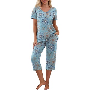 image:imagePrinStory Womens Pajama Sets Capri Pjs Soft Lounge Sets S4XLFpblue Mandala Print