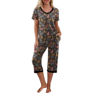 image:imagePrinStory Womens Pajama Sets Capri Pjs Soft Lounge Sets S4XLFpcoffee Colorful Cat