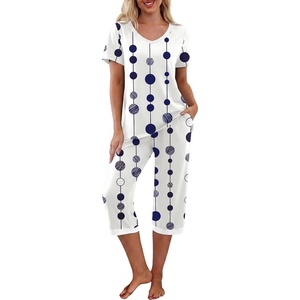 image:imagePrinStory Womens Pajama Sets Capri Pjs Soft Lounge Sets S4XLFpdot Vertical Line