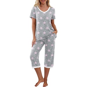 image:imagePrinStory Womens Pajama Sets Capri Pjs Soft Lounge Sets S4XLFppink Star