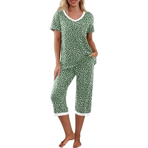 image:imagePrinStory Womens Pajama Sets Capri Pjs Soft Lounge Sets S4XLFpspot Green