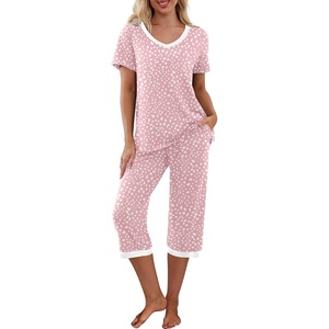 image:imagePrinStory Womens Pajama Sets Capri Pjs Soft Lounge Sets S4XLFpspot Pink