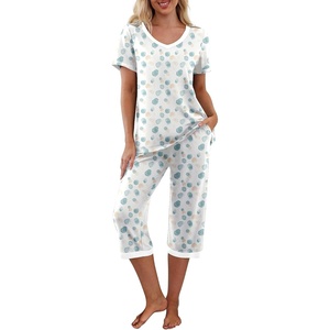 image:imagePrinStory Womens Pajama Sets Capri Pjs Soft Lounge Sets S4XLFpwhite Color Block