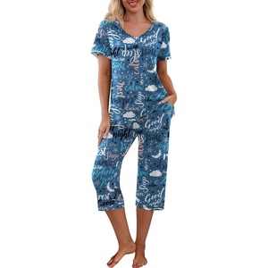 image:imagePrinStory Womens Pajama Sets Capri Pjs Soft Lounge Sets S4XLGood Night Blue