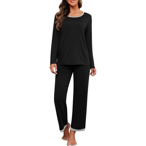 image:imagePrinStory Womens Pajama Sets Long Pjs Soft Lounge Sets XS4XLBlack