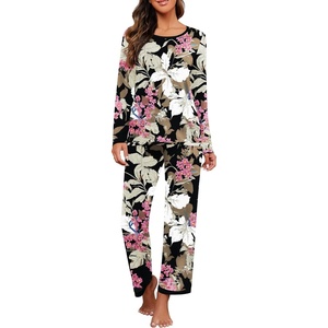 image:imagePrinStory Womens Pajama Sets Long Pjs Soft Lounge Sets XS4XLFpbig Leaf Pink