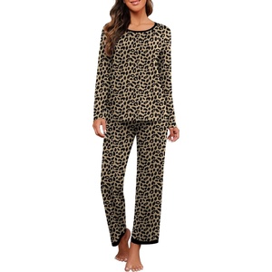 image:imagePrinStory Womens Pajama Sets Long Pjs Soft Lounge Sets XS4XLFpleopard Khaki
