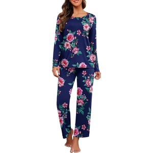 image:imagePrinStory Womens Pajama Sets Long Pjs Soft Lounge Sets XS4XLFpnavy Blue