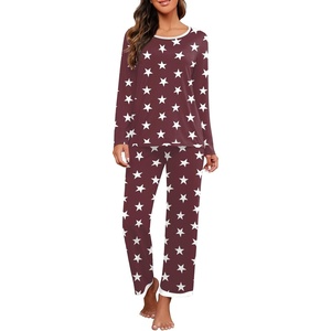 image:imagePrinStory Womens Pajama Sets Long Pjs Soft Lounge Sets XS4XLFpwine Red Wh Star
