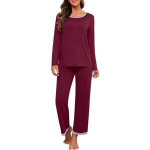 image:imagePrinStory Womens Pajama Sets Long Pjs Soft Lounge Sets XS4XLWine Red