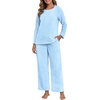 image:imagePrinStory Flannel Pajamas for Women Set Winter Fleece Pjs Sets S2XLBlue